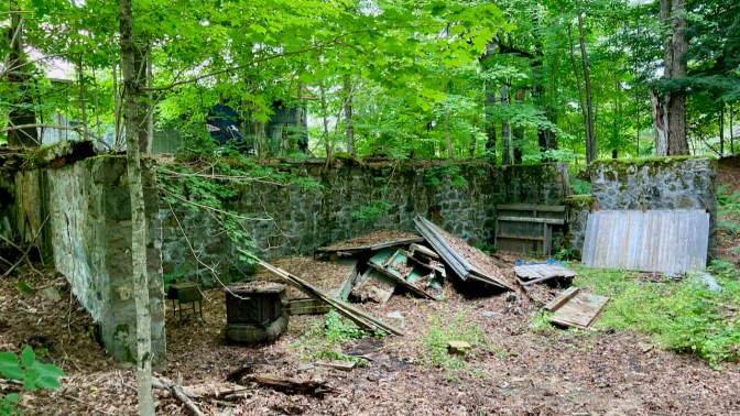 Ruined building foundation.