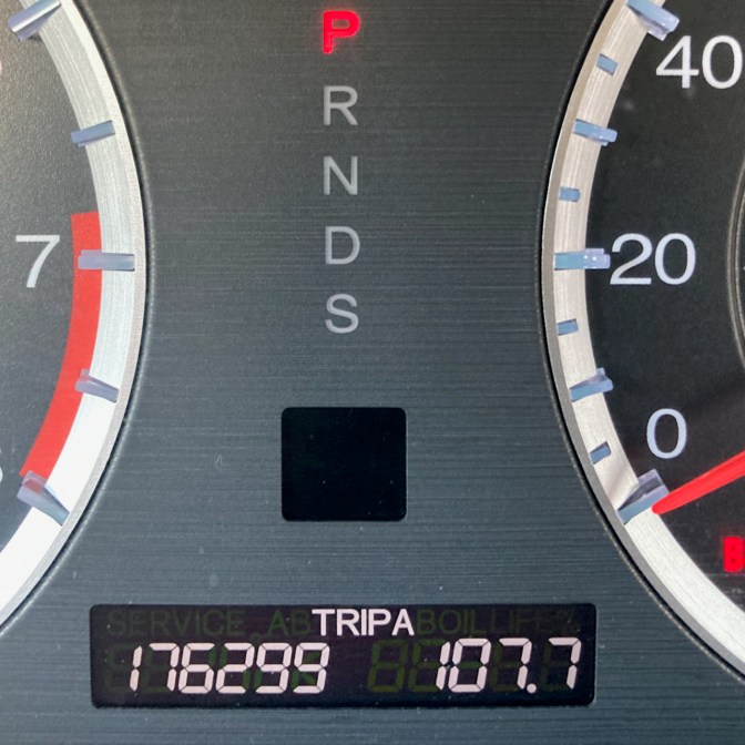 Car odometer reading 176299 TRIP A 107.7