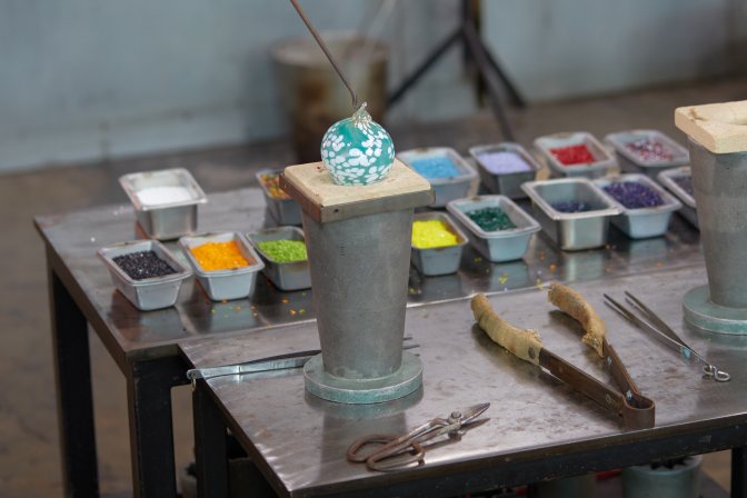 Gray and white ornament.