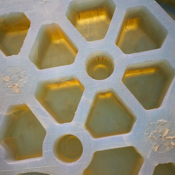 Close-up of telescope mirror glass.