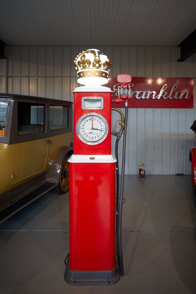 Red gasoline pump.