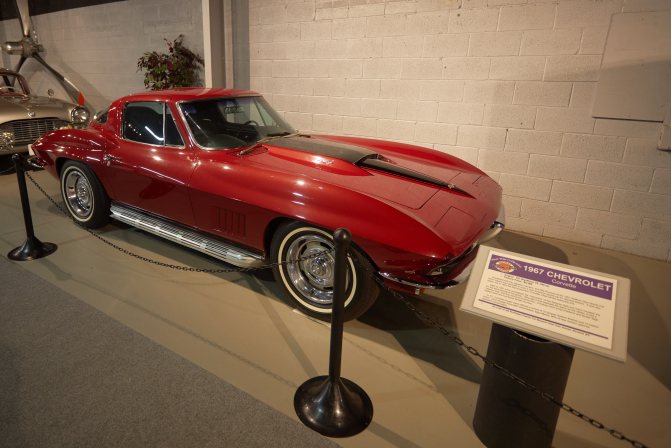 1967 red Chevrolet Corvette hardtop.