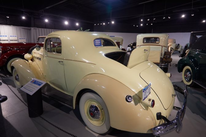 1937 Packard coupe with rumble seat open.