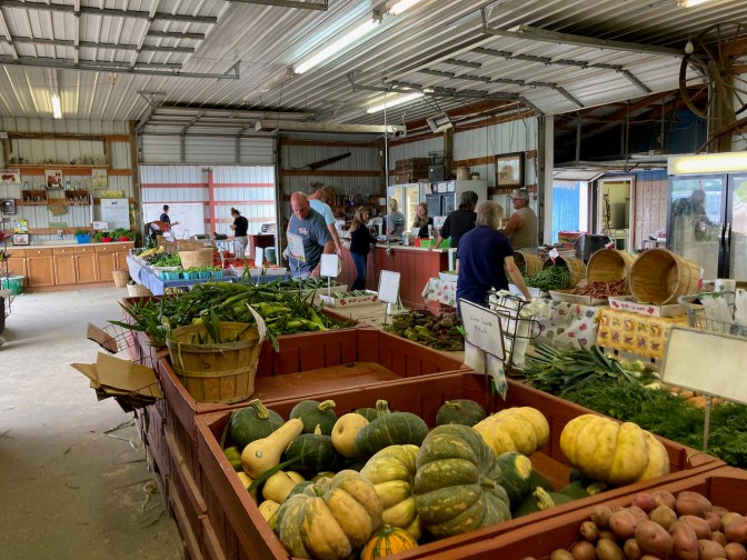 Inside of farm stand.