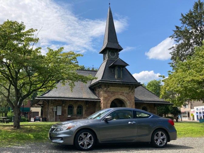 2012 Honda Accord parked in front of Demarest Railroad Depot.