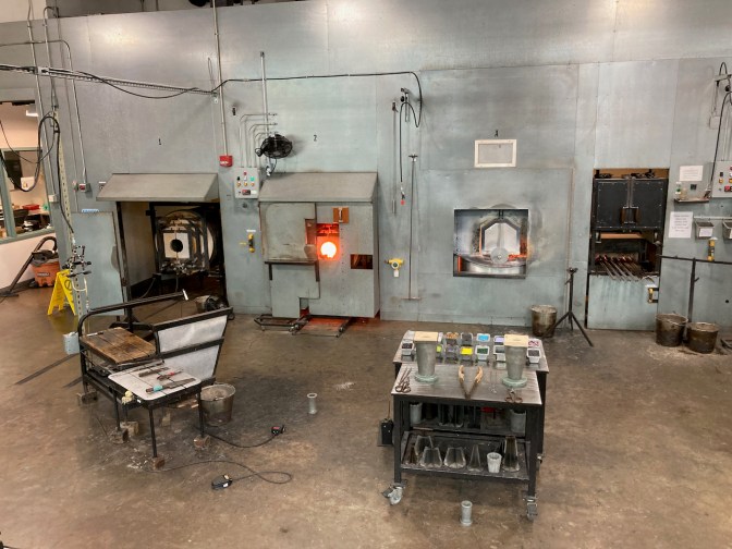 View of glass blowing studio.