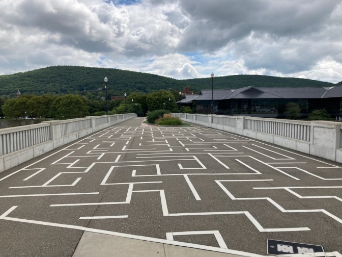 Maze painted on pedestrian Bridge.