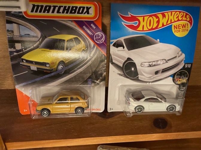 Hot Wheels Acura Integra and Matchbox Honda Civic.