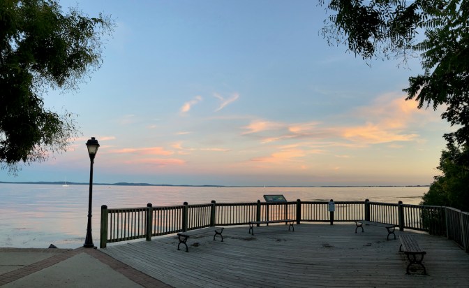 Promenade along Chesapeake at sunset.
