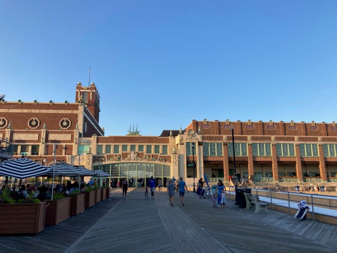 Asbury Park Convention Center, with patio seating at restaurant on left side of screen.