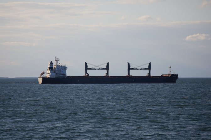 Freighter in Delaware Bay. 