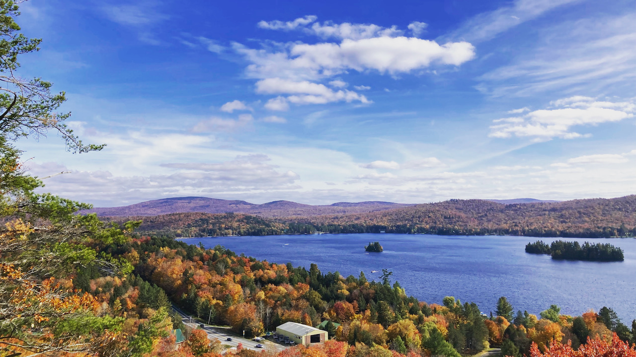 View of Fourth Lake and Inlet, NY from atop Eagle Cliff.