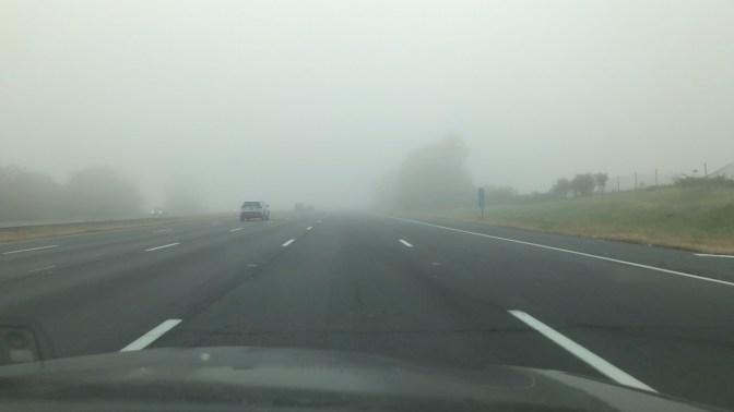 Garden State Parkway, through thick fog. 