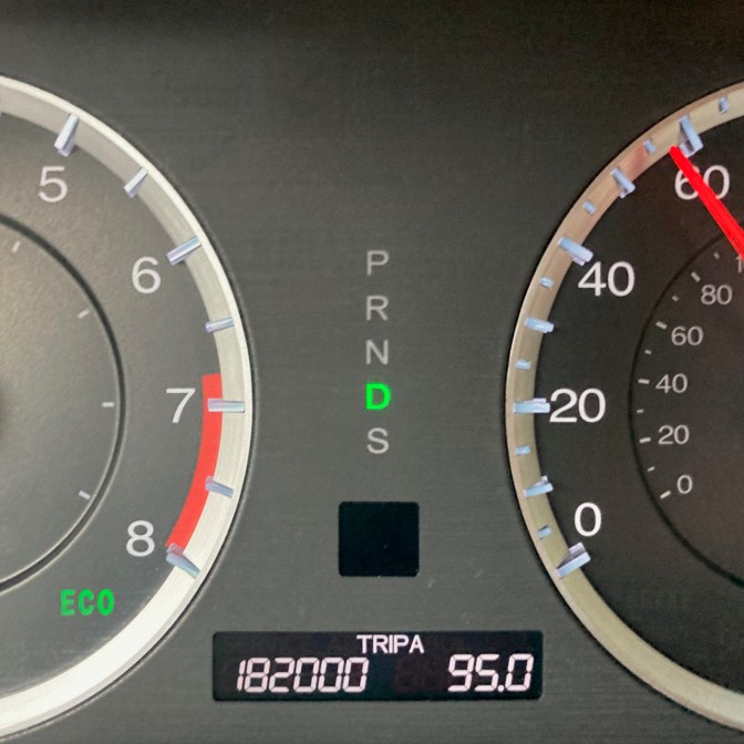 Car odometer reading 182000 TRIP A 95.0