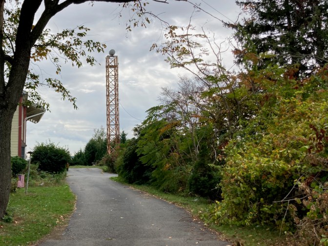 New Castle Range lighthouse down driveway. 