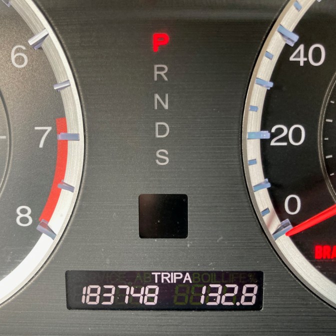 Car odometer reading 183748 TRIP A 132.8