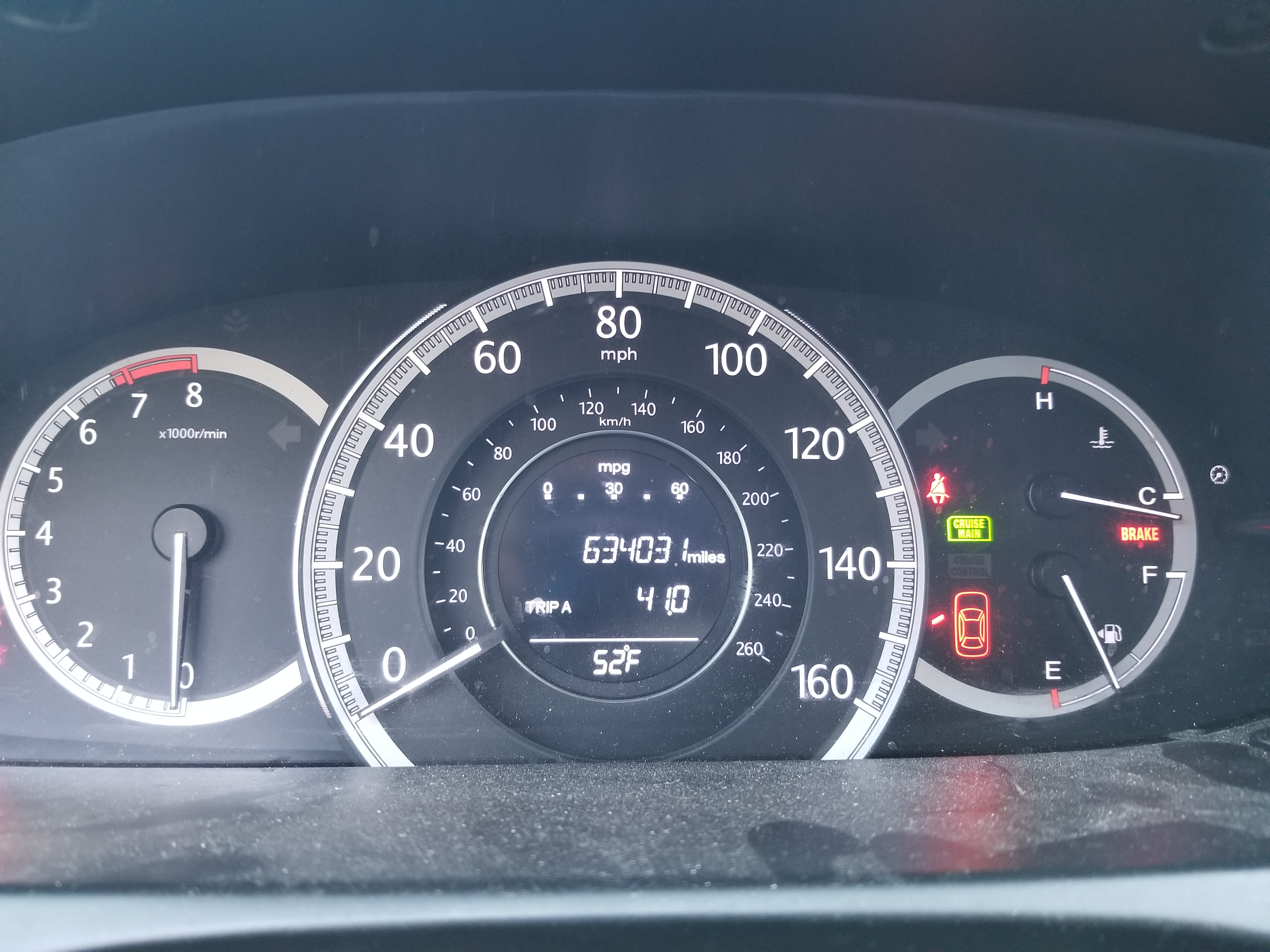 Car odometer reading 634031 TRIP A 41.0