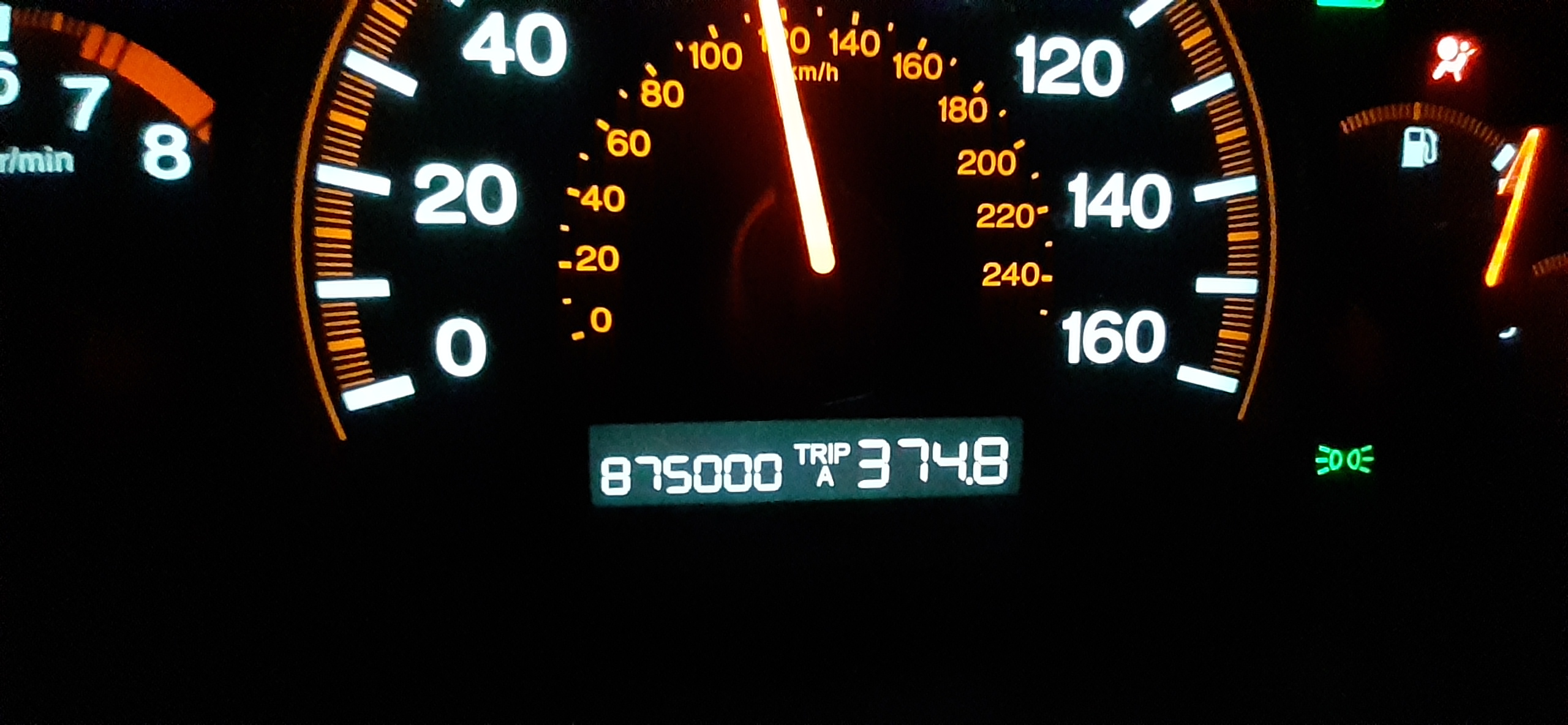Car odometer reading 875000 TRIP A 374.8