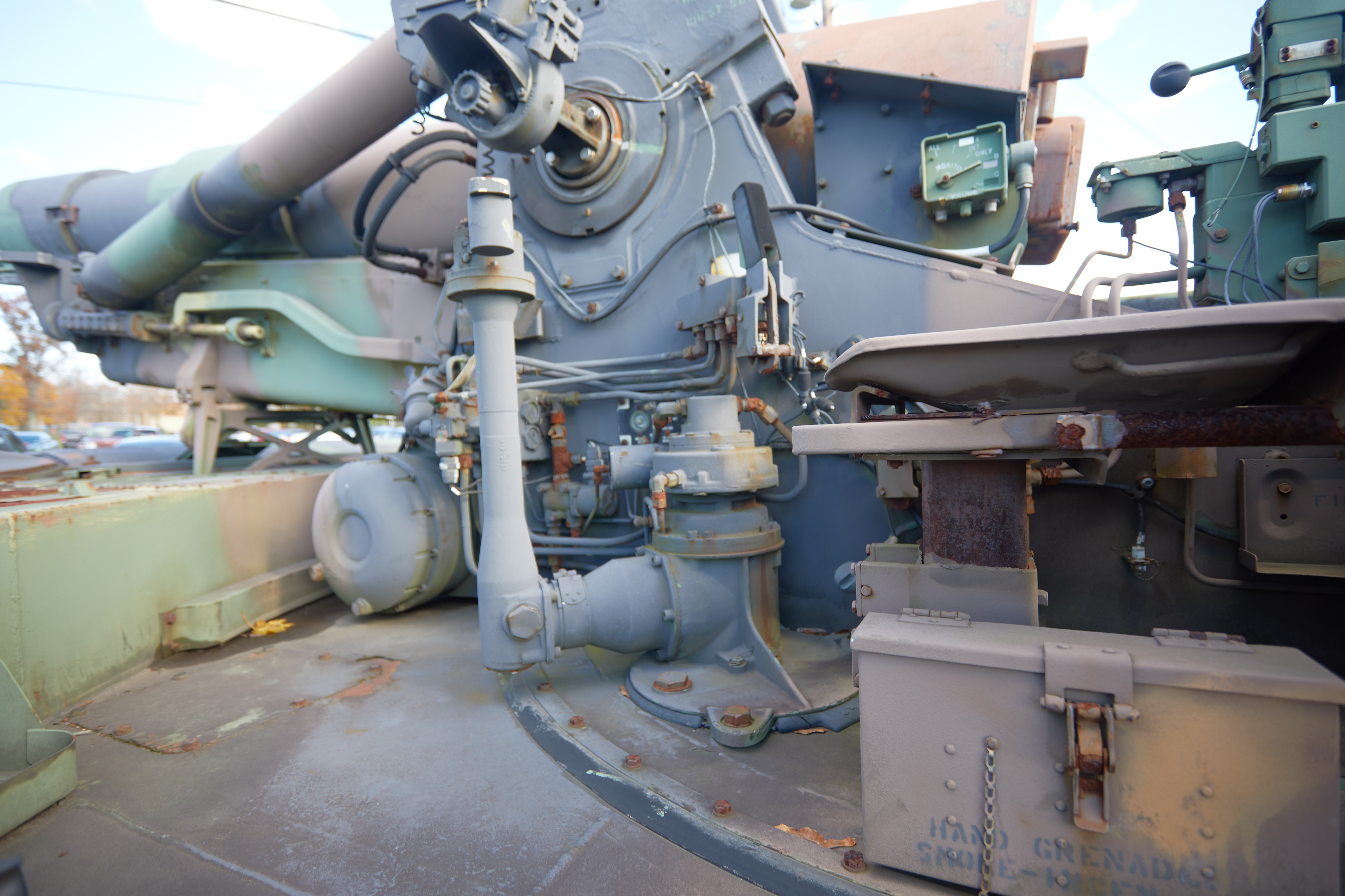 Gunner station on M110 howitzer. 