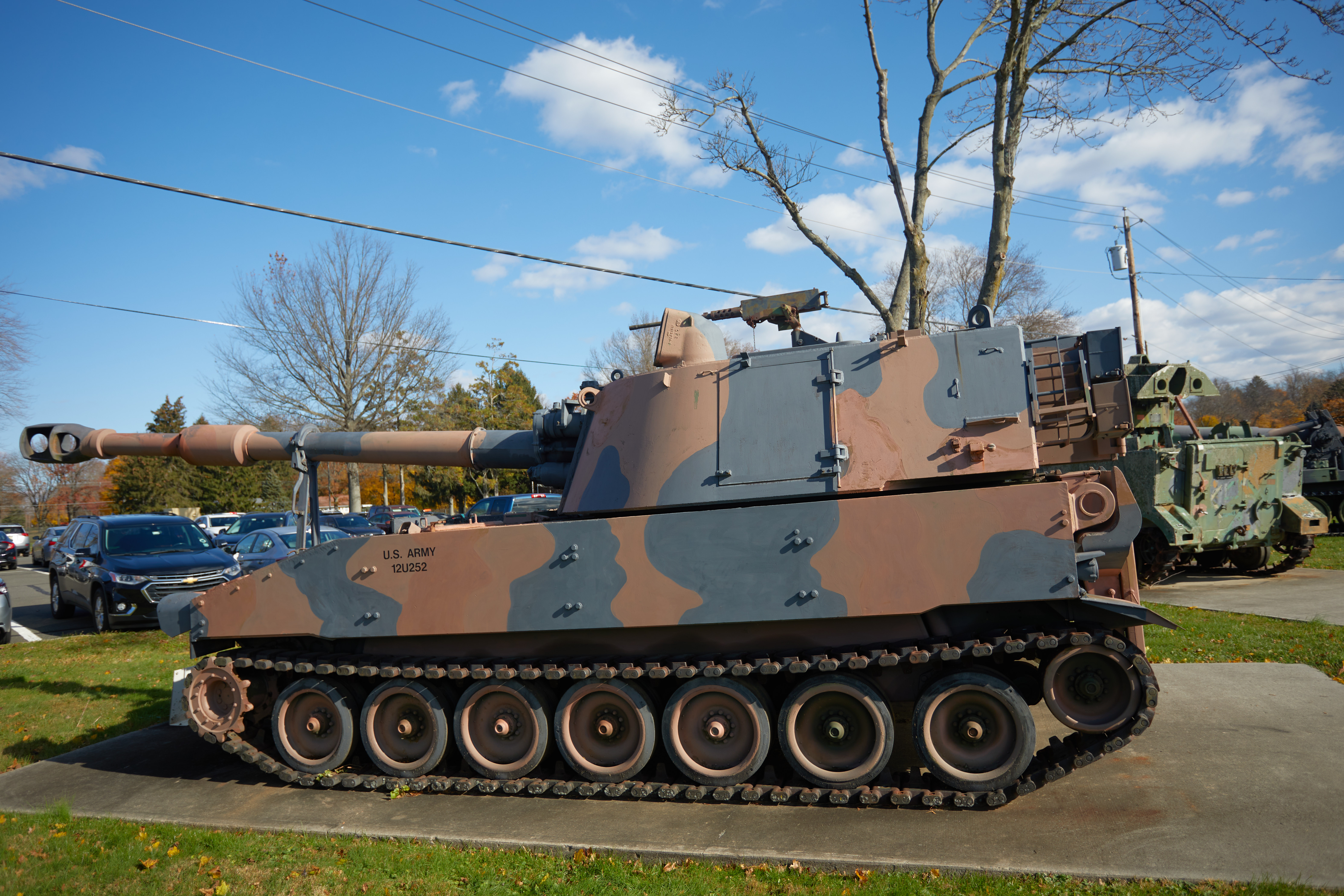 M109 howitzer on concrete pad. 