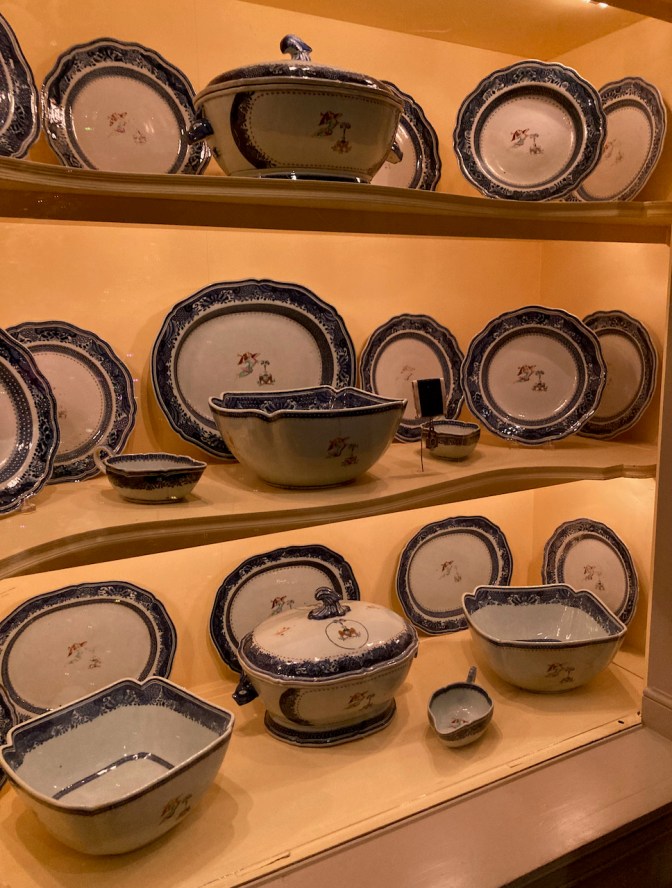 Display of the porcelain collection of President George Washington. 