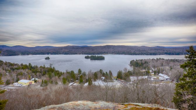View of Fourth Lake from top of Eagle Cliff. 