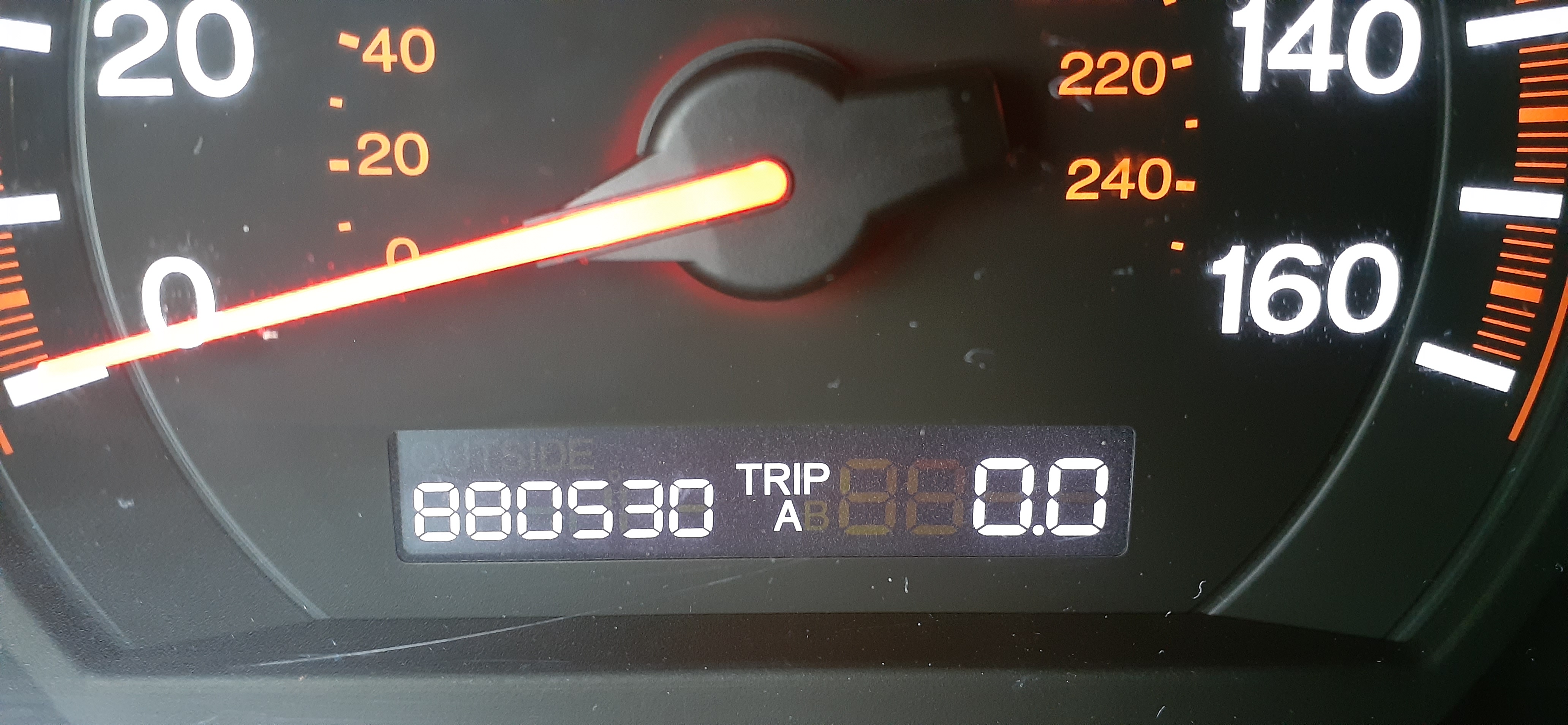 Car odometer reading 880530 TRIP A 0.0
