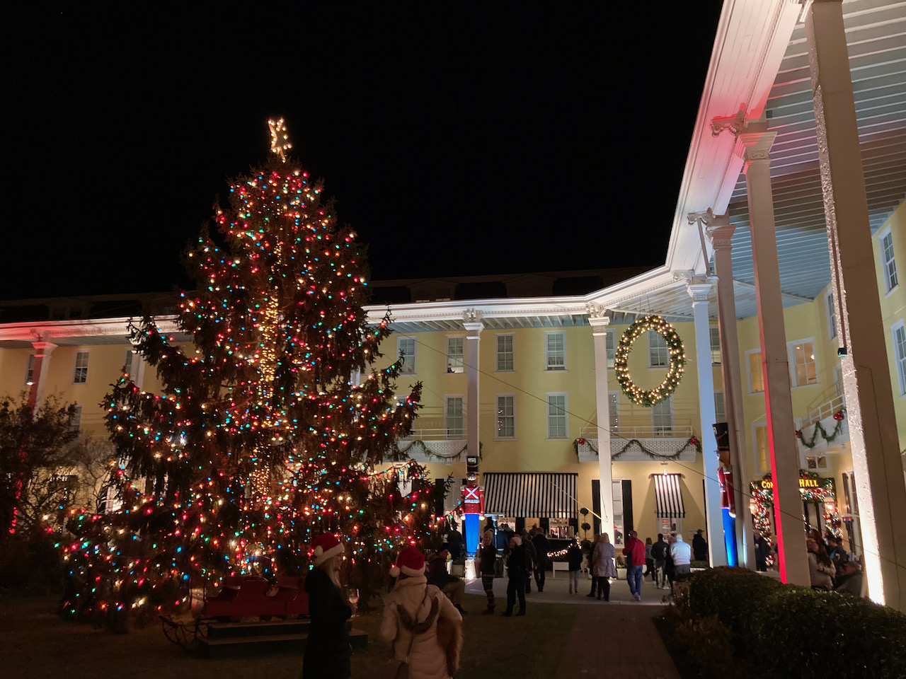Christmas tree at rear of Congress Hall hotel.