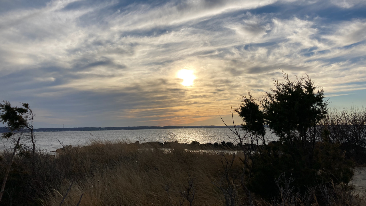 Sun setting over Sandy Hook Bay.
