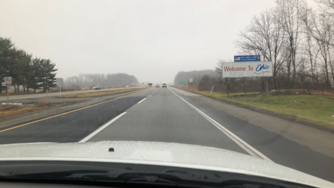 WELCOME TO OHIO sign beside I-90.