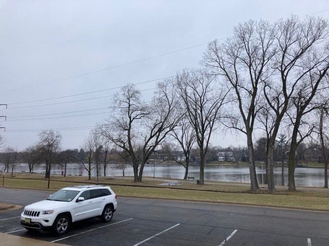 2014 Jeep Grand Cherokee, parked beside Rock River in Rockford.