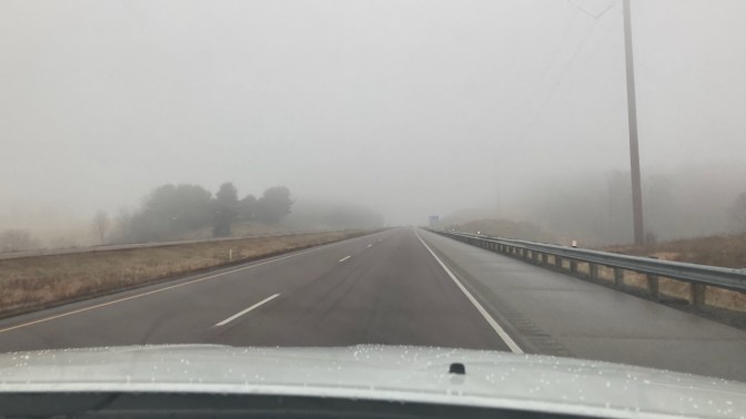 I-43, covered in fog.