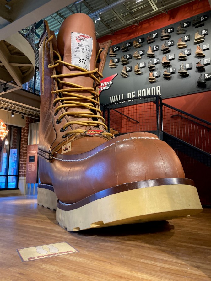 World's Largest Boot, in Red Wing Shoes retail store.