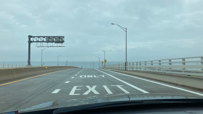 View of Atlantic Ocean from Route 36 in Highlands, New Jersey.