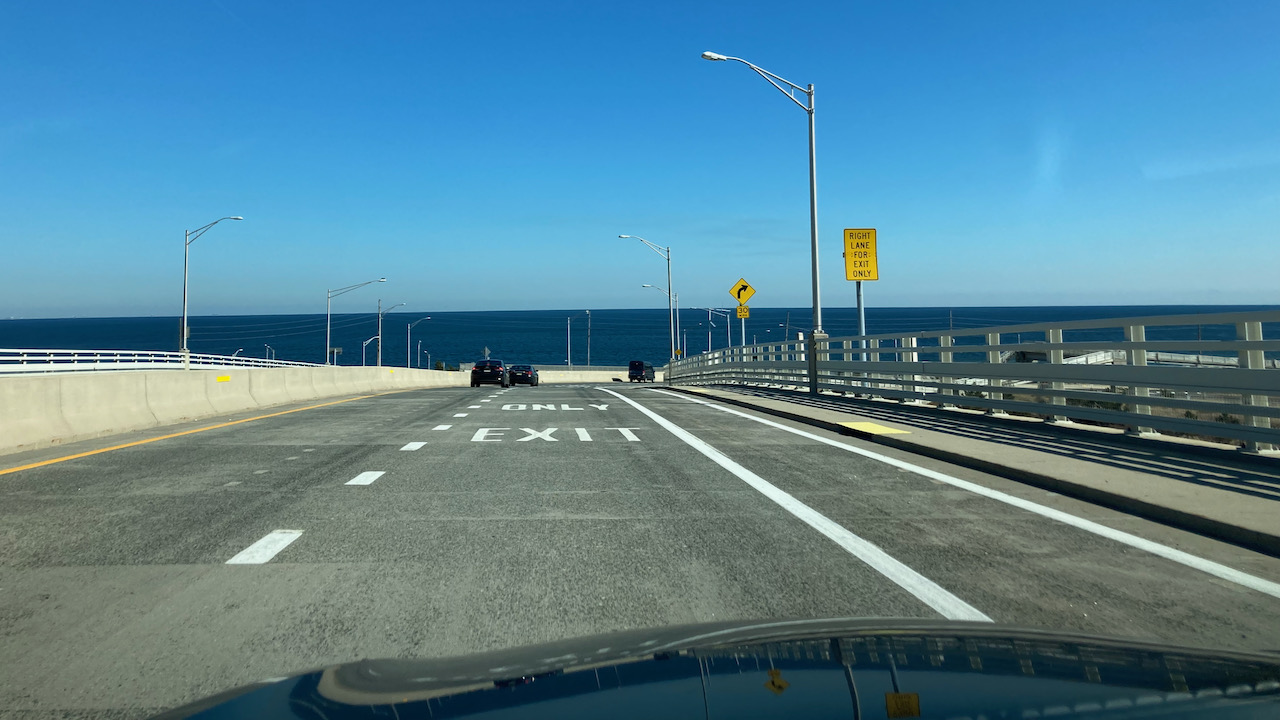View of Atlantic Ocean from bridge on Route 36.