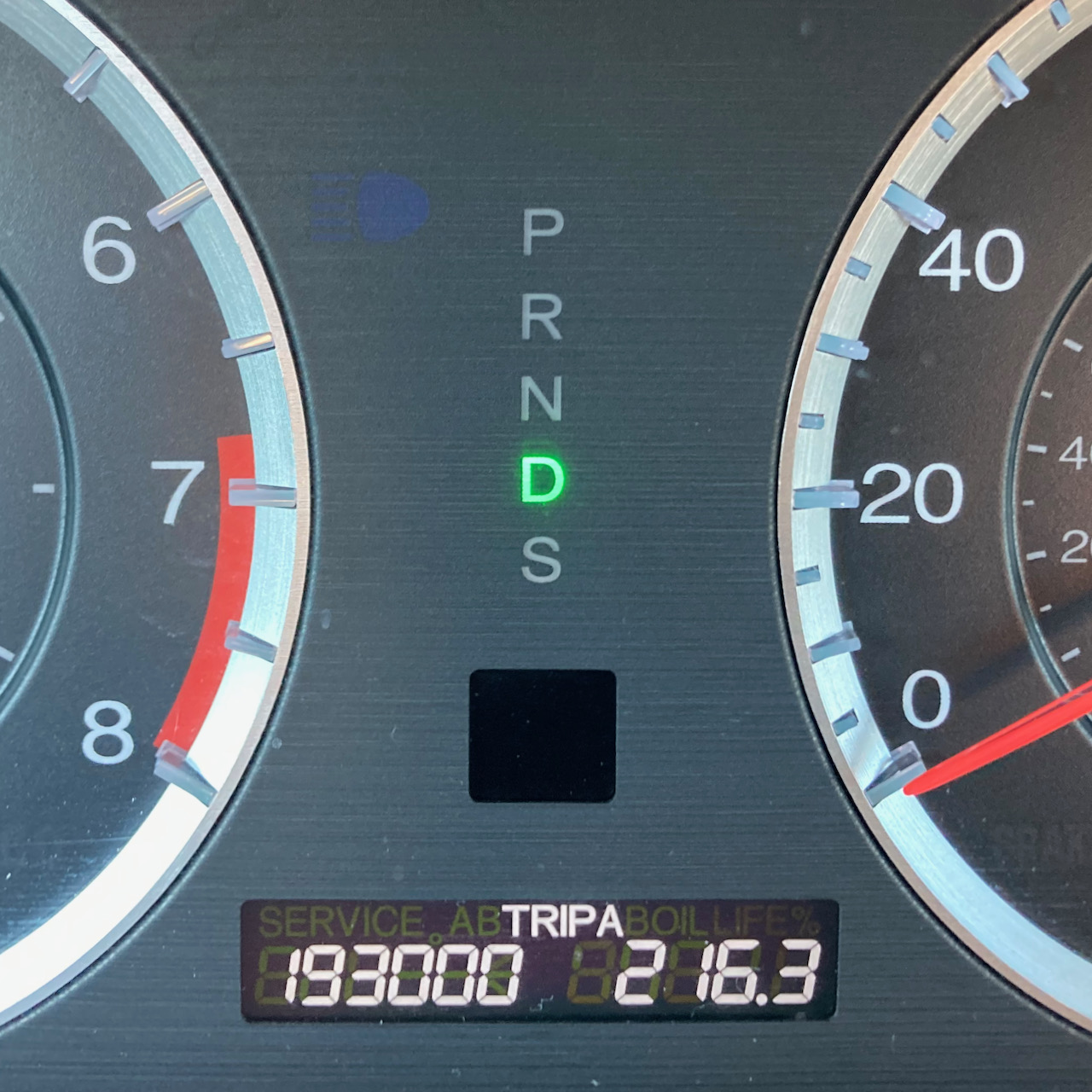 Car odometer reading 193000 TRIP A 216.3