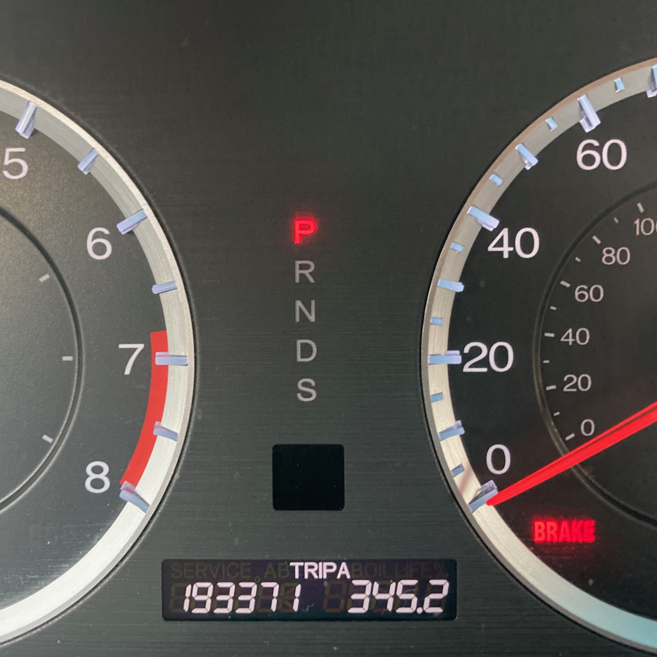 Car odometer reading 193371 TRIP A 345.2