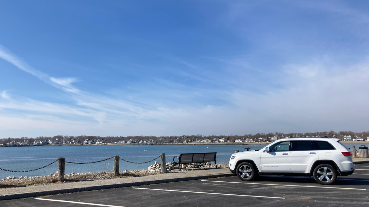 2014 Jeep Grand Cherokee parked by water in Scituate, MA.