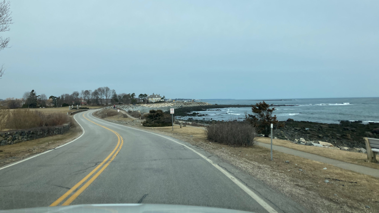 Route 1A in New Hampshire alongside coast.