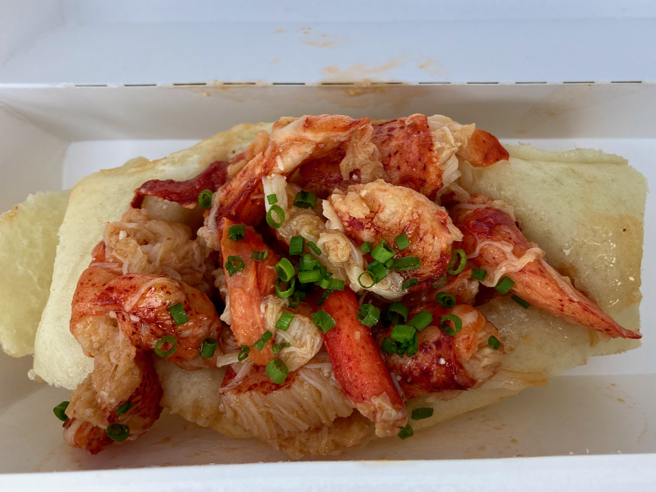 Lobster roll on bun.