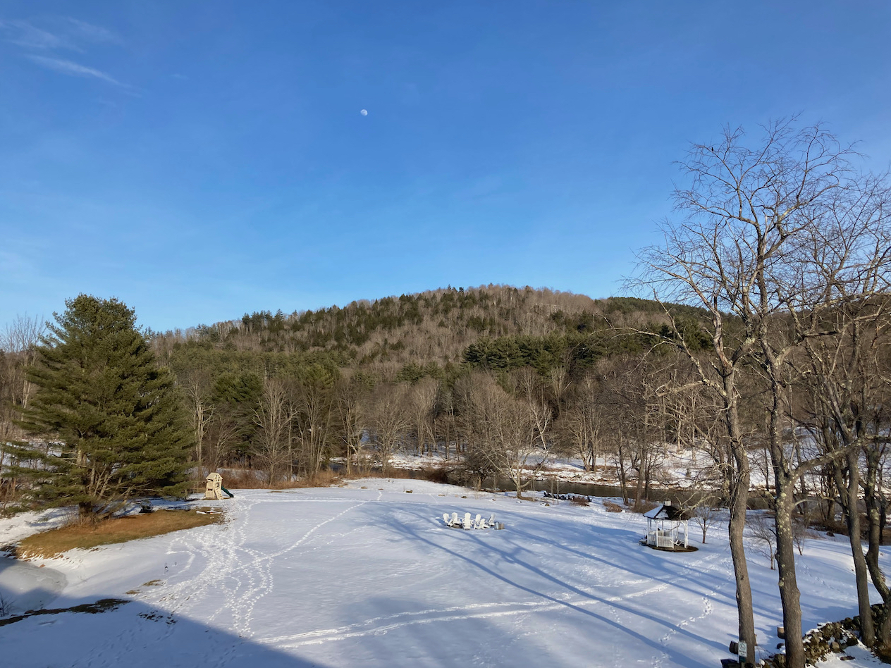 View of hills and river.