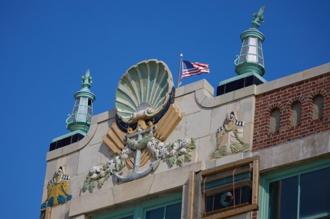 Ornamental details on exterior of Convention Hall.