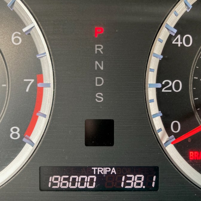 Car odometer reading 196000 TRIP A 138.1