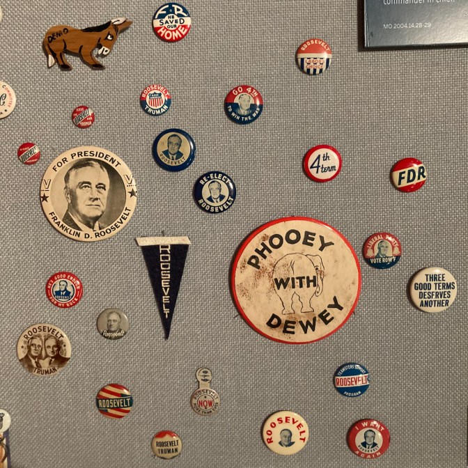 Collection of campaign buttons.
