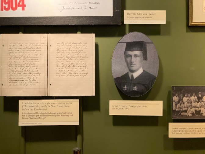 Memorabilia from Franklin Roosevelt's time as a Harvard student.
