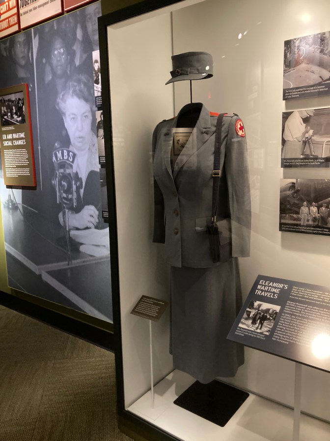 Eleanor Roosevelt's red cross uniform, on display.