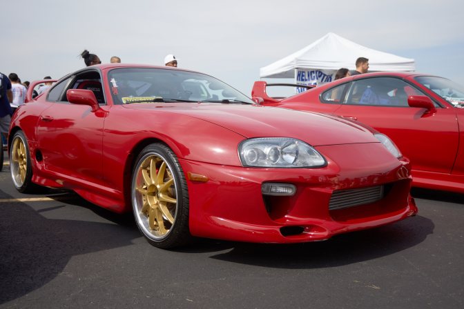 Red fourth generation Toyota Supra.
