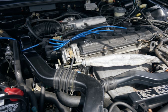 Engine of 1989 Honda Prelude.