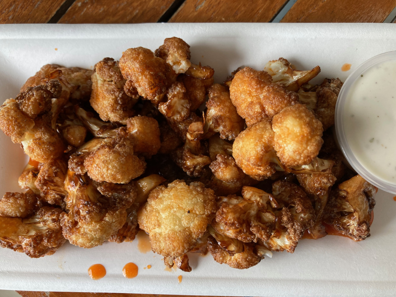 Plate of fried cauliflower.