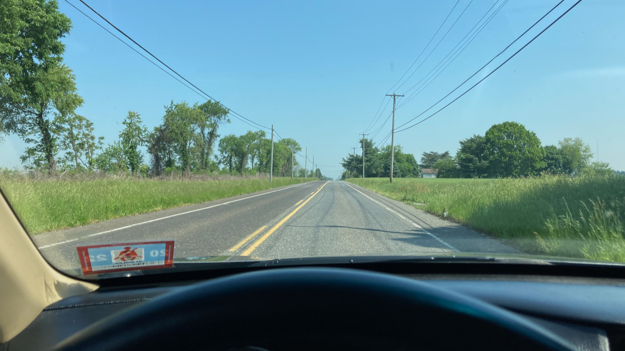 View of rural road in southern New Jersey.